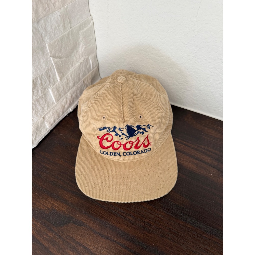 Coors Banquet Corduroy Hat Tan Vintage Style Snapback Golden Colorado Beer Cap